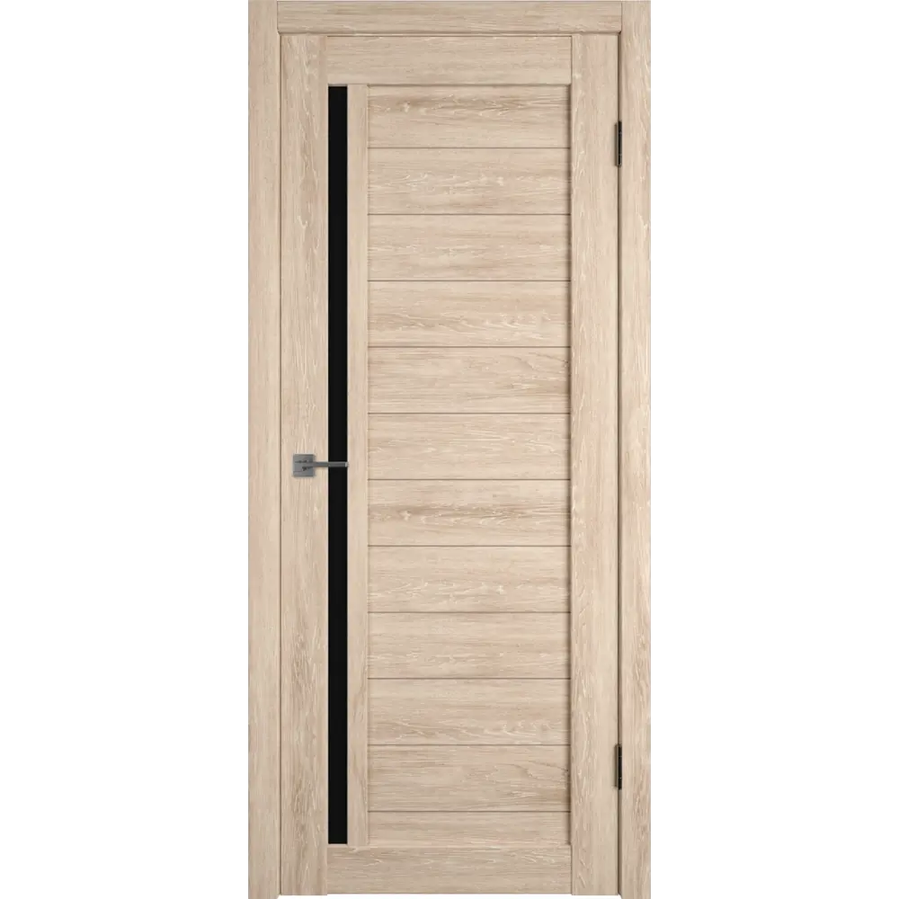 Фото Комплект межкомнатной двери VFD Atum х9 остеклённая 200x80см Шпон цвет Sand vellum (black gloss) R с коробом и наличниками Фото Комплект межкомнатной двери VFD Atum х9 остеклённая 200x80см Шпон цвет Sand vellum (black gloss) R с коробом и наличниками