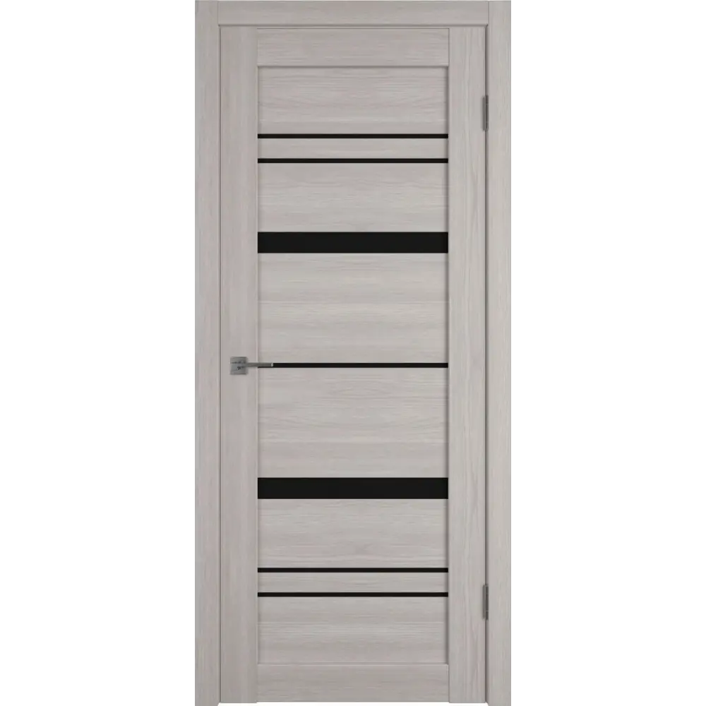 Фото Комплект межкомнатной двери VFD Atum pro x28 остеклённая 200x90см Шпон цвет Stone Oak (Black gloss) с коробом и наличниками Фото Комплект межкомнатной двери VFD Atum pro x28 остеклённая 200x90см Шпон цвет Stone Oak (Black gloss) с коробом и наличниками