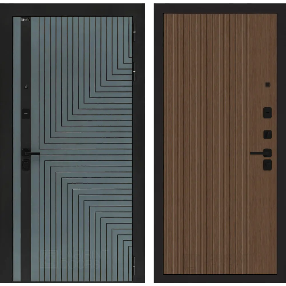 Фото Дверь входная Лабиринт Кредор правый 205x96см цвет серо-зеленый с патиной/дуб кантри темный с панелью П29