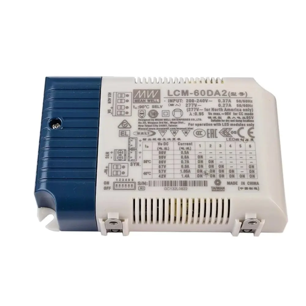 Фото Блок питания Mean Well Lcm-60da2 для светодиодной ленты 180-260 В 60 Вт IP00 Фото Блок питания Mean Well Lcm-60da2 для светодиодной ленты 180-260 В 60 Вт IP00
