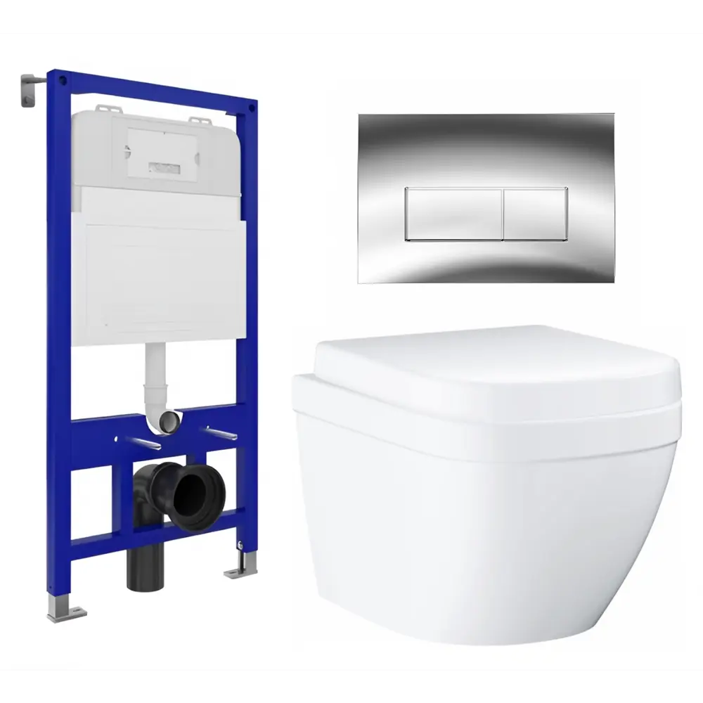 Фото Комплект инсталяция с унитазом 3 в 1 инсталляция Enio Tecnico 52 унитаз Grohe Euro Ceramic кнопка хром Rettangolo Фото Комплект инсталяция с унитазом 3 в 1 инсталляция Enio Tecnico 52 унитаз Grohe Euro Ceramic кнопка хром Rettangolo