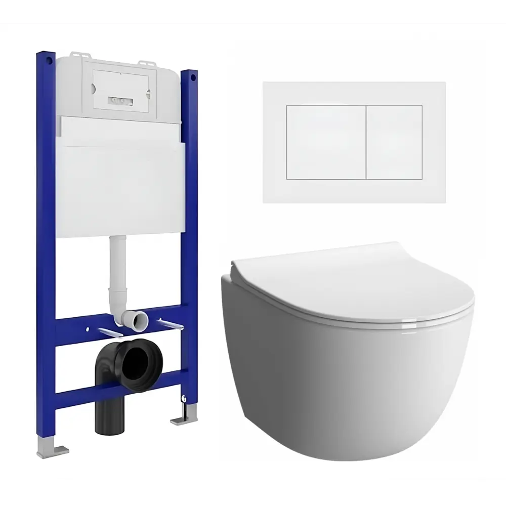 Фото Комплект инсталяция с унитазом 3 в 1 инсталляция Enio Tecnico 50 унитаз VitrA Sento 7748В003-0075 кнопка белая матовая Quadro Фото Комплект инсталяция с унитазом 3 в 1 инсталляция Enio Tecnico 50 унитаз VitrA Sento 7748В003-0075 кнопка белая матовая Quadro