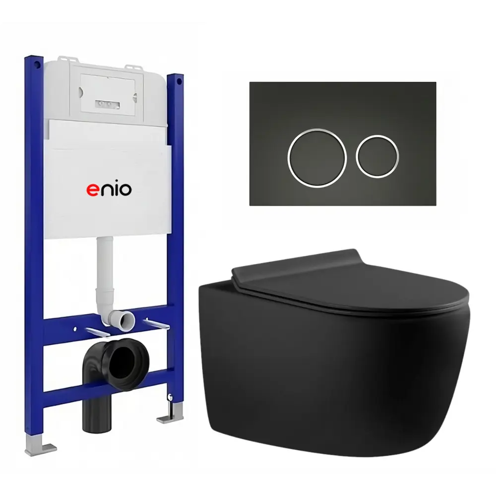 Фото Комплект инсталяция с унитазом 3 в 1 инсталляция Enio Tecnico 50 унитаз Aquanet Cetus-BW кнопка черная матовая, окантовка хром Rotondo Фото Комплект инсталяция с унитазом 3 в 1 инсталляция Enio Tecnico 50 унитаз Aquanet Cetus-BW кнопка черная матовая, окантовка хром Rotondo