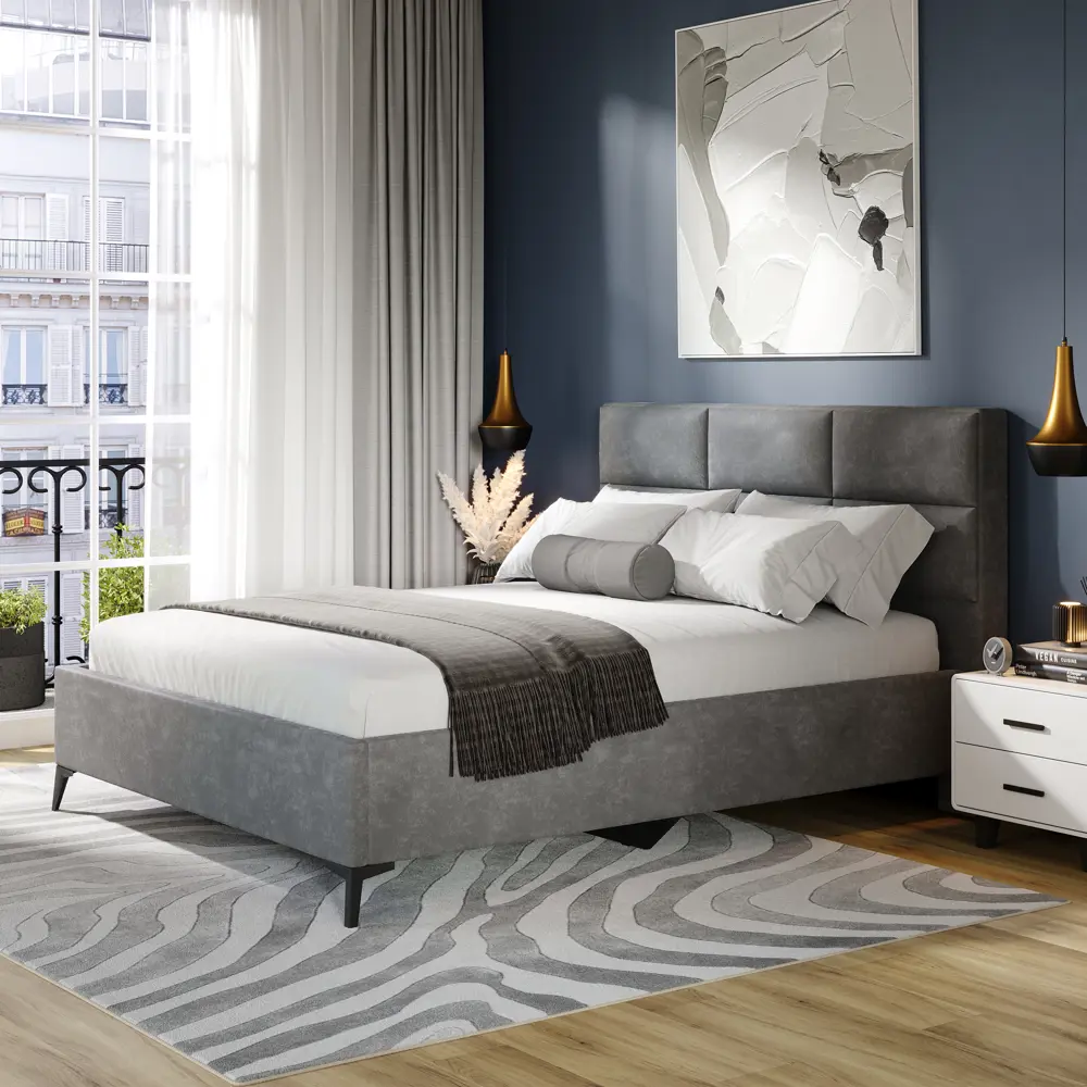 Фото 4 Кровать Трия 267742 183 x 120 x 216 см лдсп цвет велюр brut grey 16 Фото 4 Кровать Трия 267742 183 x 120 x 216 см лдсп цвет велюр brut grey 16