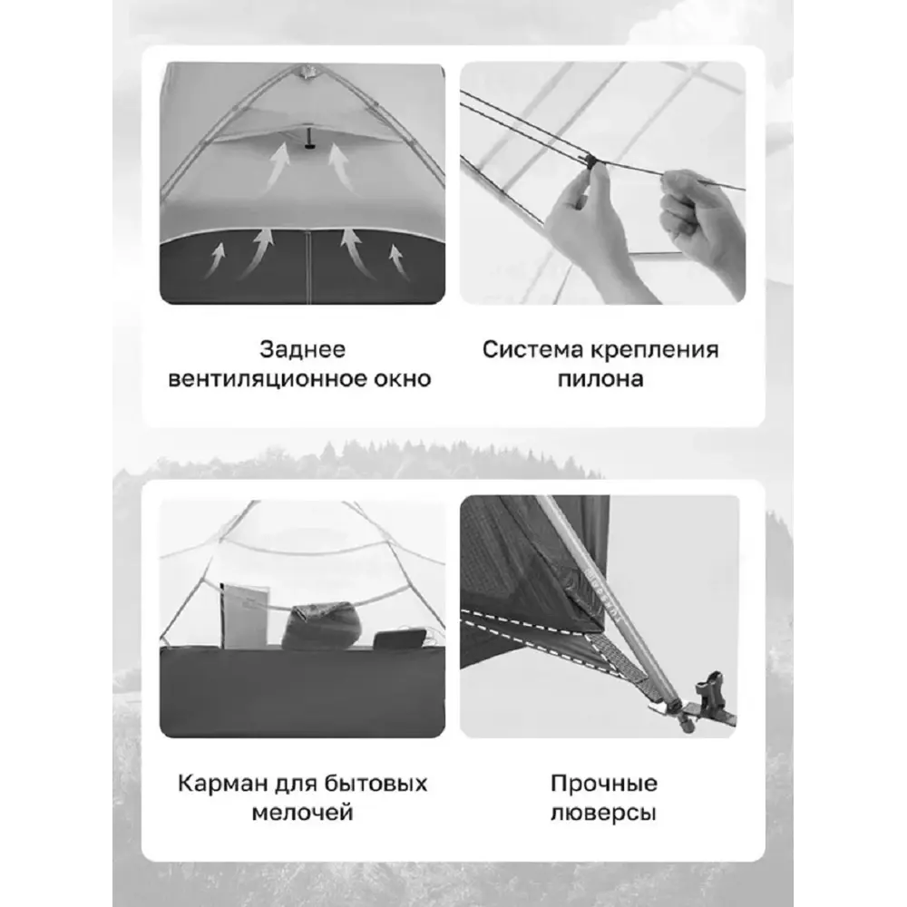Фото 5 Палатка 2-х местная Naturehike CNK2550WS016-MRG2 серый / серебристый Фото 5 Палатка 2-х местная Naturehike CNK2550WS016-MRG2 серый / серебристый