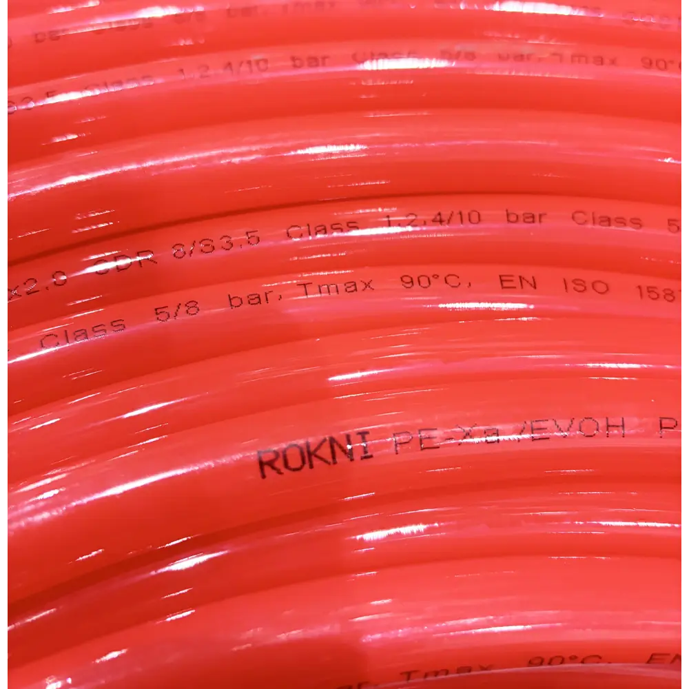 Фото 6 Труба из сшитого полиэтилена для система тёплого пола Rokni PE-Xa EVOH 32x2.9 PN10 бухта 50 м цвет красный Фото 6 Труба из сшитого полиэтилена для система тёплого пола Rokni PE-Xa EVOH 32x2.9 PN10 бухта 50 м цвет красный