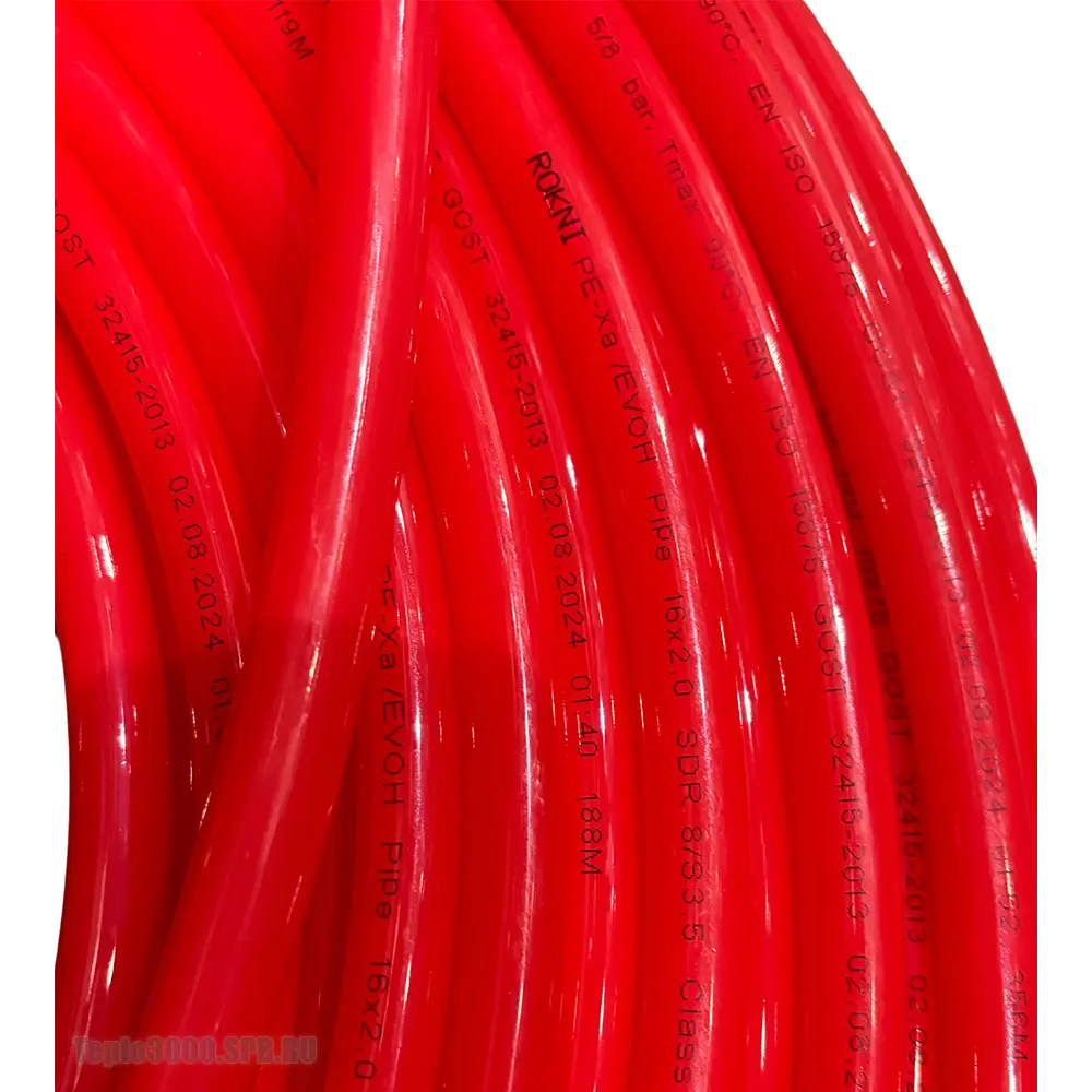 Фото 8 Труба из сшитого полиэтилена для система тёплого пола Rokni PE-Xa EVOH 32x2.9 PN10 бухта 50 м цвет красный Фото 8 Труба из сшитого полиэтилена для система тёплого пола Rokni PE-Xa EVOH 32x2.9 PN10 бухта 50 м цвет красный