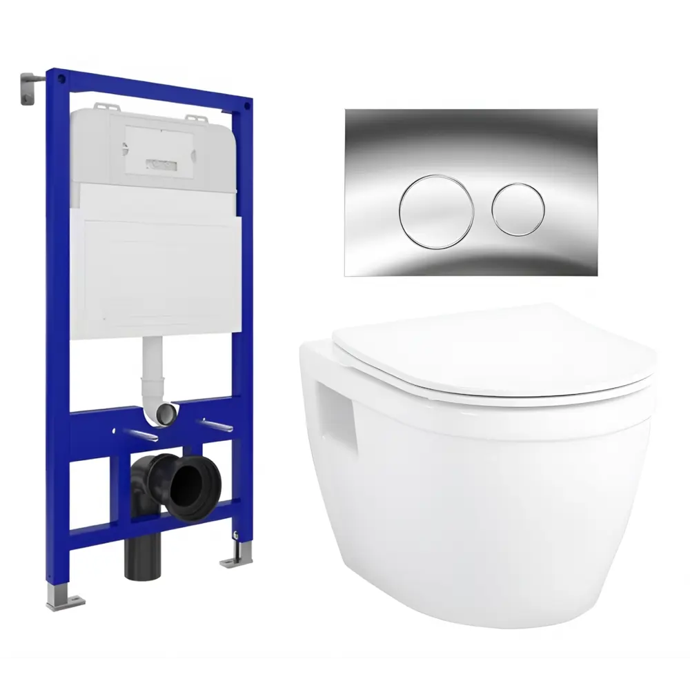 Фото Комплект инсталяция с унитазом 3 в 1 инсталляция Enio Tecnico 52 унитаз Bolo кнопка хром Rotondo Фото Комплект инсталяция с унитазом 3 в 1 инсталляция Enio Tecnico 52 унитаз Bolo кнопка хром Rotondo