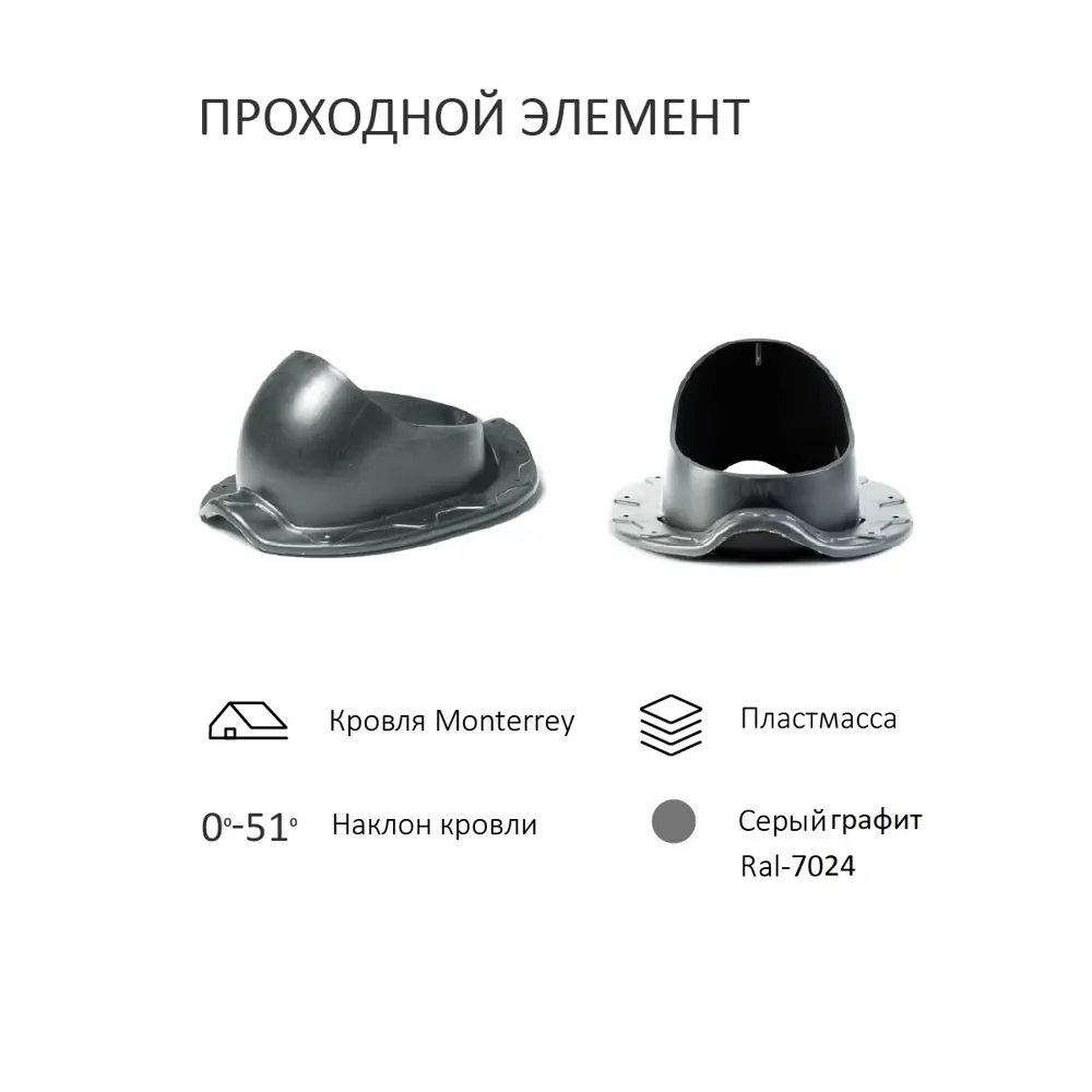 Фото 3 Комплект кровельной вентиляции Татполимер (Вентиляционный выход ⌀110/160мм c колпаком) металлочерепица Монтеррей RAL7024 Фото 3 Комплект кровельной вентиляции Татполимер (Вентиляционный выход ⌀110/160мм c колпаком) металлочерепица Монтеррей RAL7024