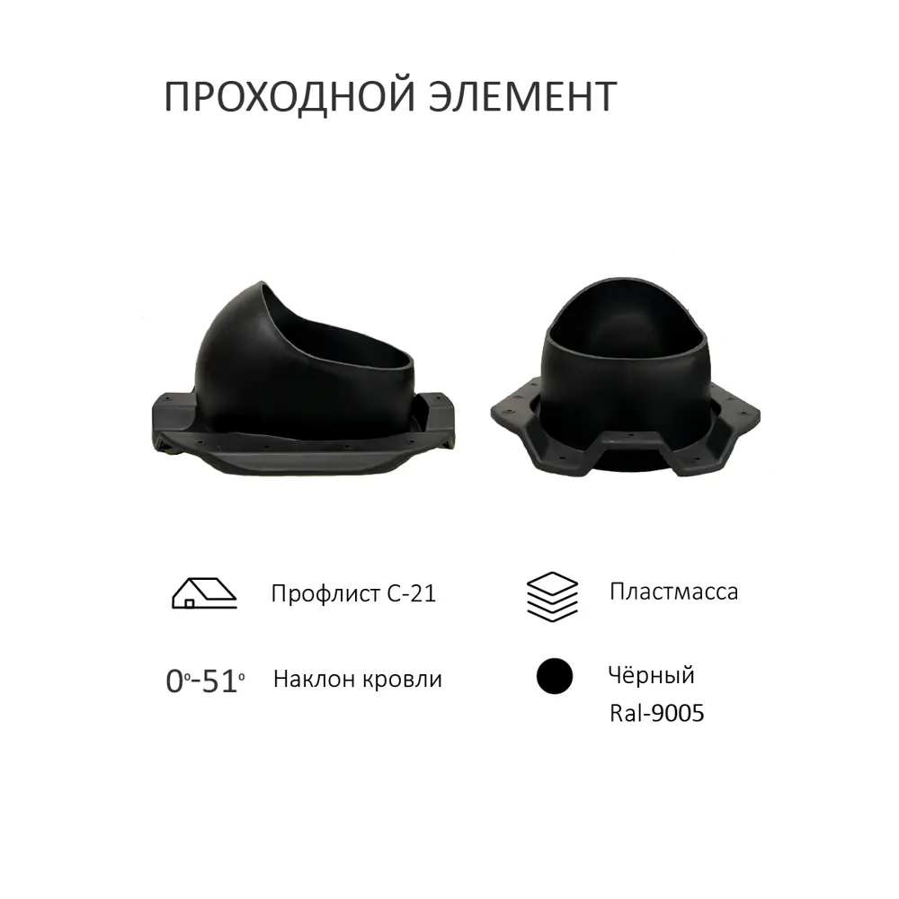 Фото 3 Комплект кровельной вентиляции Татполимер (Вентиляционный выход ⌀110/160мм c колпаком) для профнастила С-21 RAL9005 Фото 3 Комплект кровельной вентиляции Татполимер (Вентиляционный выход ⌀110/160мм c колпаком) для профнастила С-21 RAL9005