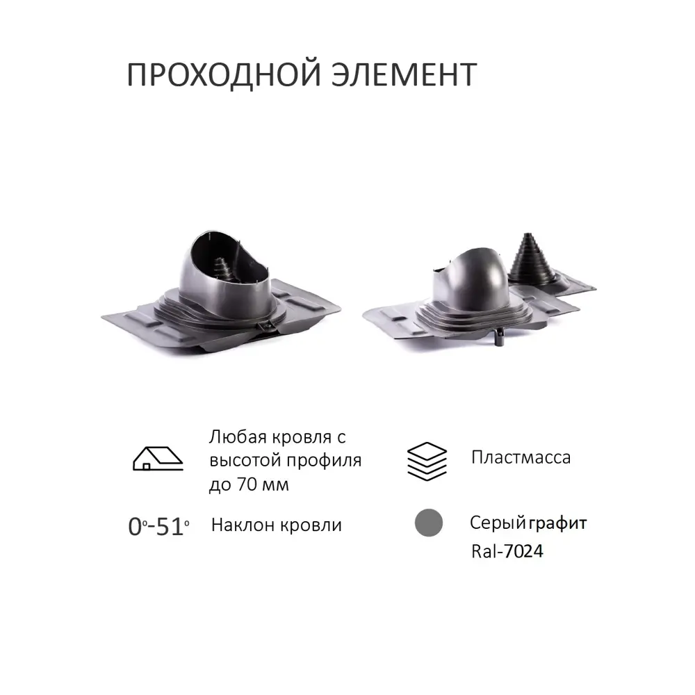Фото 3 Комплект кровельной вентиляции Татполимер (Вентиляционный выход ⌀110/160мм c колпаком) универсальный RAL7024 Фото 3 Комплект кровельной вентиляции Татполимер (Вентиляционный выход ⌀110/160мм c колпаком) универсальный RAL7024