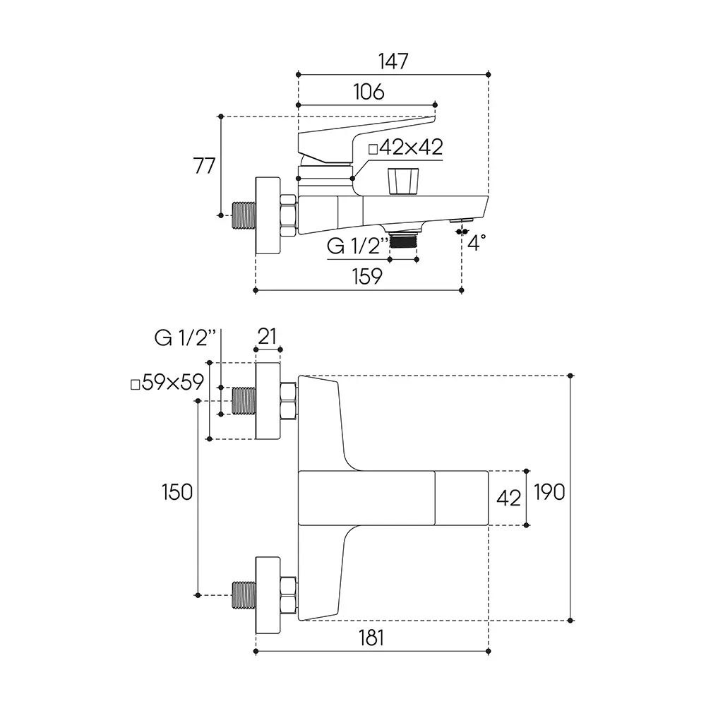 Фото 2 Смеситель для ванны Aqueduto Cla0645 однорычажный цвет графит