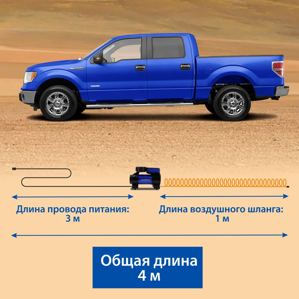 Фото 4 Компрессор автомобильный Goodyear GY000117, 35 л/мин Фото 4 Компрессор автомобильный Goodyear GY000117, 35 л/мин