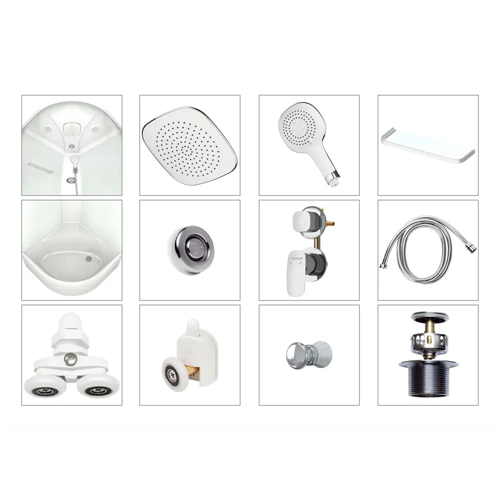 Фото 7 Душевая кабина Domani-Spa Delight Slim 110 high DS01DS110HWCl10 100x100x218 см гидромассаж 1/4 круга высокий поддон, белые стенки, прозрачное стекло Фото 7 Душевая кабина Domani-Spa Delight Slim 110 high DS01DS110HWCl10 100x100x218 см гидромассаж 1/4 круга высокий поддон, белые стенки, прозрачное стекло