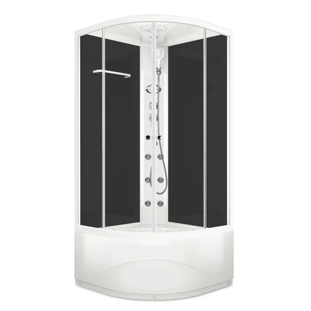 Фото Душевая кабина Domani-Spa Delight Slim 110 high DS01DS110HBCl10 100x100x218 см гидромассаж 1/4 круга высокий поддон, черные стенки, прозрачное стекло Фото Душевая кабина Domani-Spa Delight Slim 110 high DS01DS110HBCl10 100x100x218 см гидромассаж 1/4 круга высокий поддон, черные стенки, прозрачное стекло