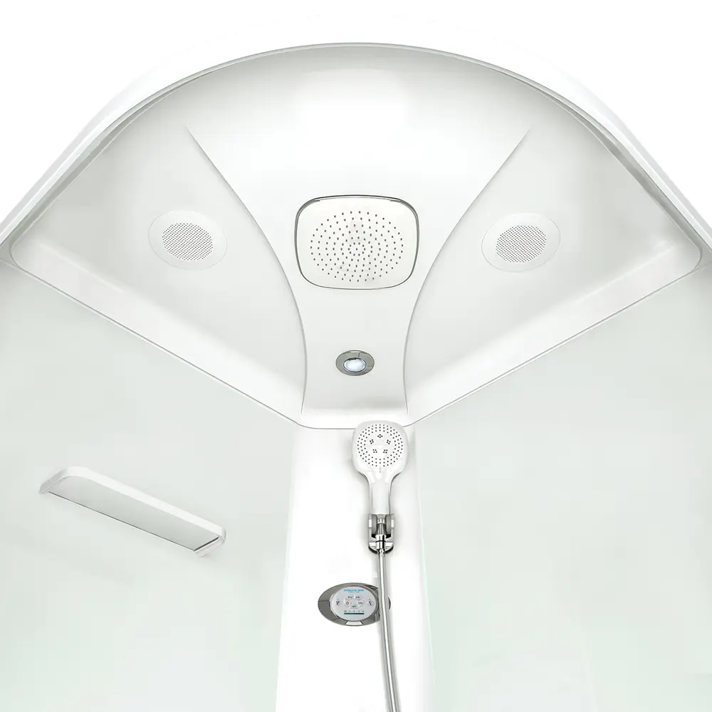 Фото 2 Душевая кабина Domani-Spa Delight Slim 110 DS01DS110LWCl10 100x100x218 см гидромассаж 1/4 круга низкий поддон, белые стенки, прозрачное стекло Фото 2 Душевая кабина Domani-Spa Delight Slim 110 DS01DS110LWCl10 100x100x218 см гидромассаж 1/4 круга низкий поддон, белые стенки, прозрачное стекло