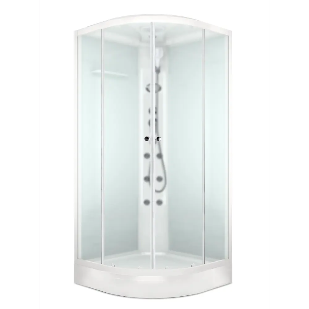 Фото Душевая кабина гидромассажная Domani-Spa Delight Slim 110 100x100x218 см низкий поддон белые стенки, сатин-матированное стекло Фото Душевая кабина гидромассажная Domani-Spa Delight Slim 110 100x100x218 см низкий поддон белые стенки, сатин-матированное стекло