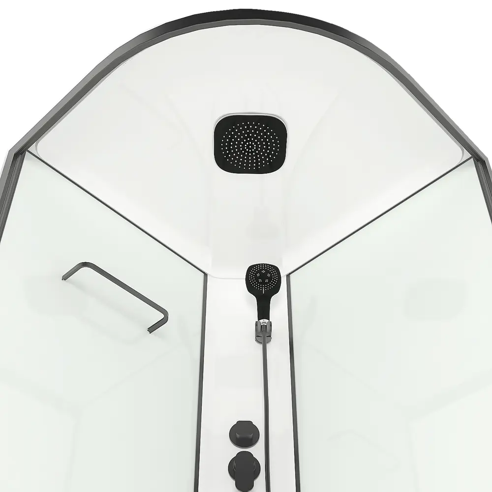 Фото 2 Душевая кабина Domani-Spa Delight Slim 110 100x100x218 см низкий поддон белые стенки, матовое стекло, графит профиль, Black accents