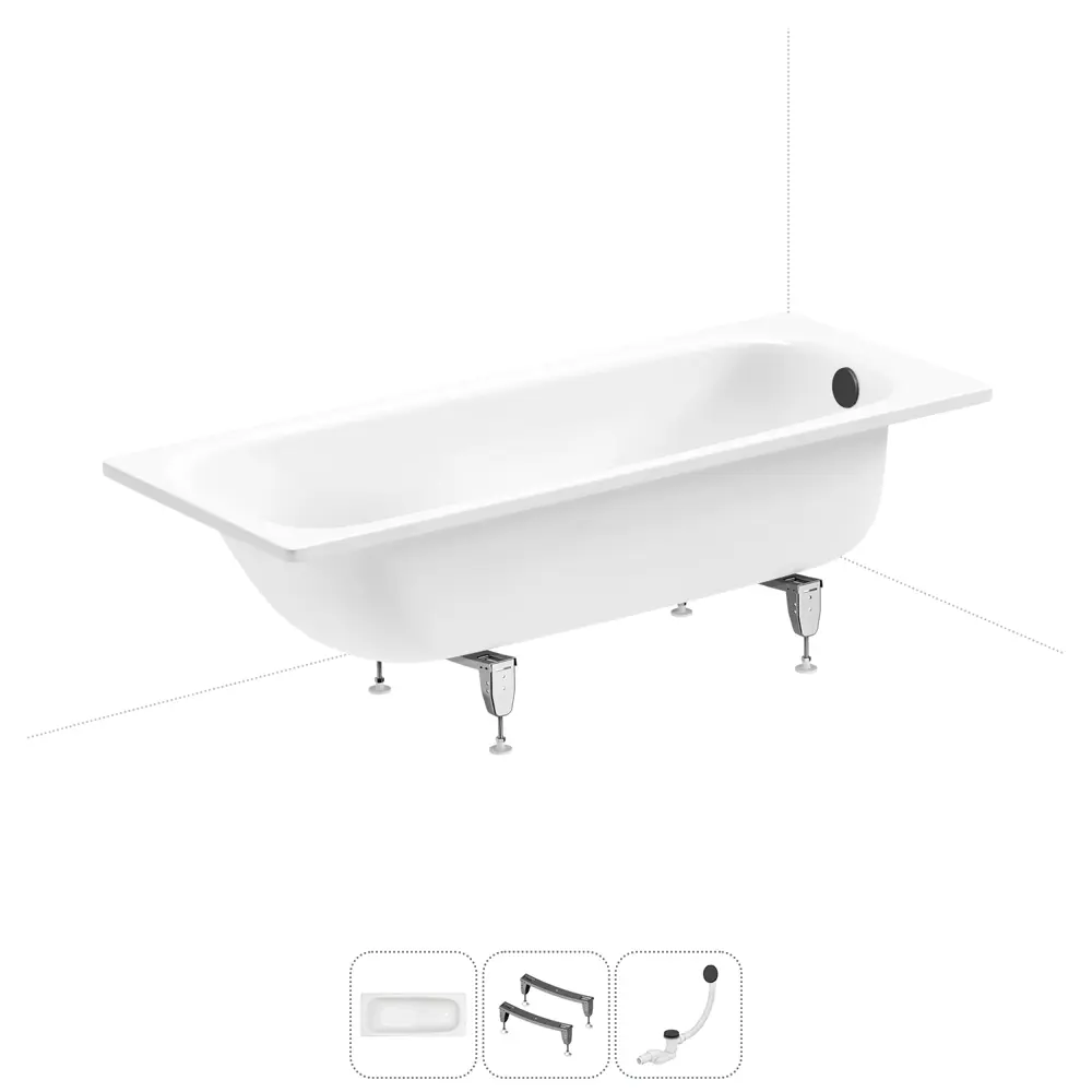 Фото Ванна Sanitana BLB Universal 20220735R прямоугольная сталь 170x75 см с шумоизоляцией, ножками и сливом-переливом Фото Ванна Sanitana BLB Universal 20220735R прямоугольная сталь 170x75 см с шумоизоляцией, ножками и сливом-переливом