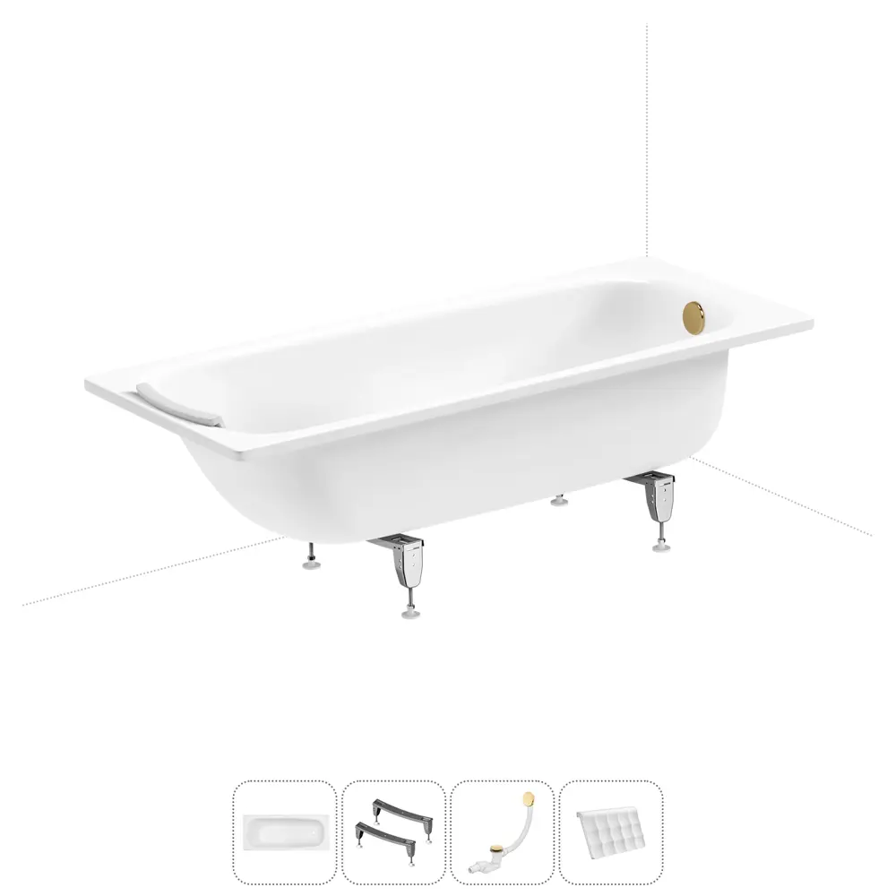 Фото Ванна Sanitana BLB Universal 20220724R прямоугольная сталь 170x70 см с шумоизоляцией, ножками, сливом-переливом и подголовником Фото Ванна Sanitana BLB Universal 20220724R прямоугольная сталь 170x70 см с шумоизоляцией, ножками, сливом-переливом и подголовником
