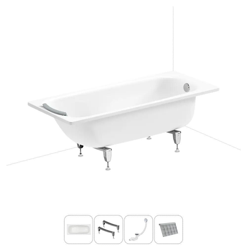 Фото Ванна Sanitana BLB Universal 20220705R прямоугольная сталь 160x70 см с шумоизоляцией, ножками, сливом-переливом и подголовником Фото Ванна Sanitana BLB Universal 20220705R прямоугольная сталь 160x70 см с шумоизоляцией, ножками, сливом-переливом и подголовником