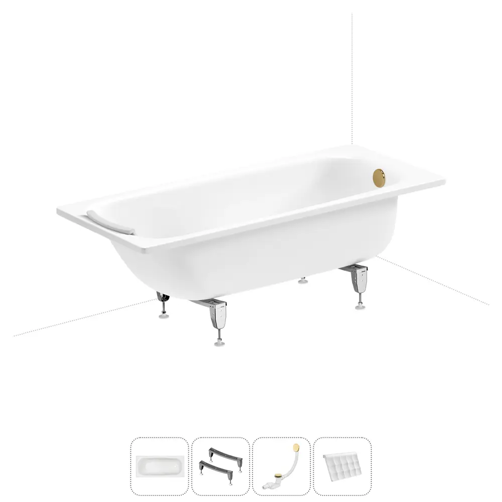 Фото Ванна Sanitana BLB Universal 20220708R прямоугольная сталь 160x70 см с шумоизоляцией, ножками, сливом-переливом и подголовником Фото Ванна Sanitana BLB Universal 20220708R прямоугольная сталь 160x70 см с шумоизоляцией, ножками, сливом-переливом и подголовником