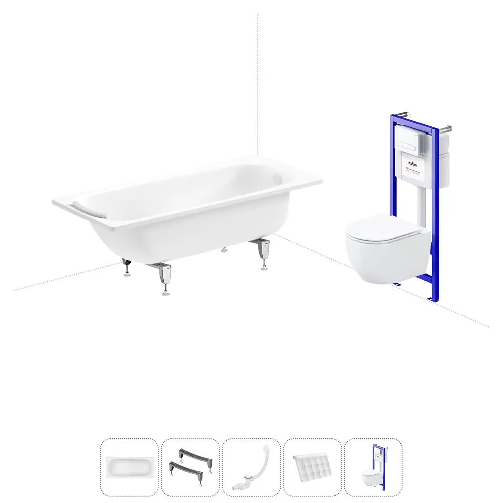 Фото Ванна Sanitana BLB Universal 20220830R прямоугольная сталь 160x70 см с подвесным унитазом Фото Ванна Sanitana BLB Universal 20220830R прямоугольная сталь 160x70 см с подвесным унитазом
