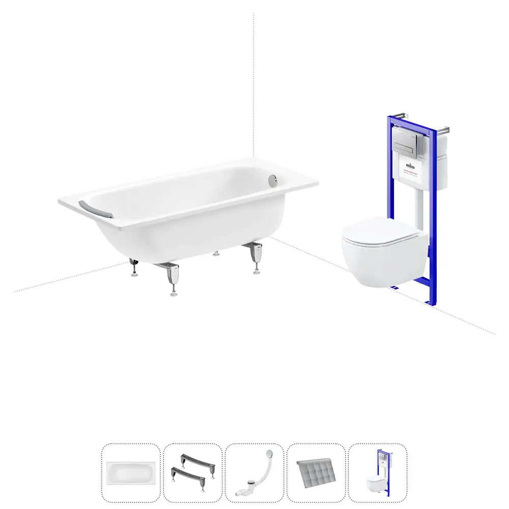 Фото Ванна Sanitana BLB Universal 20220821R прямоугольная сталь 150x70 см с подвесным унитазом Фото Ванна Sanitana BLB Universal 20220821R прямоугольная сталь 150x70 см с подвесным унитазом