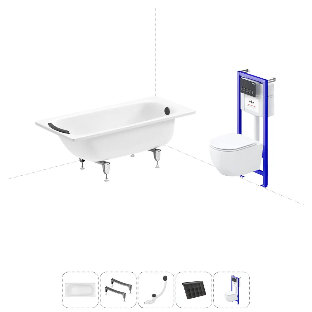Фото Ванна Sanitana BLB Universal 20220823R прямоугольная сталь 150x70 см с подвесным унитазом Фото Ванна Sanitana BLB Universal 20220823R прямоугольная сталь 150x70 см с подвесным унитазом