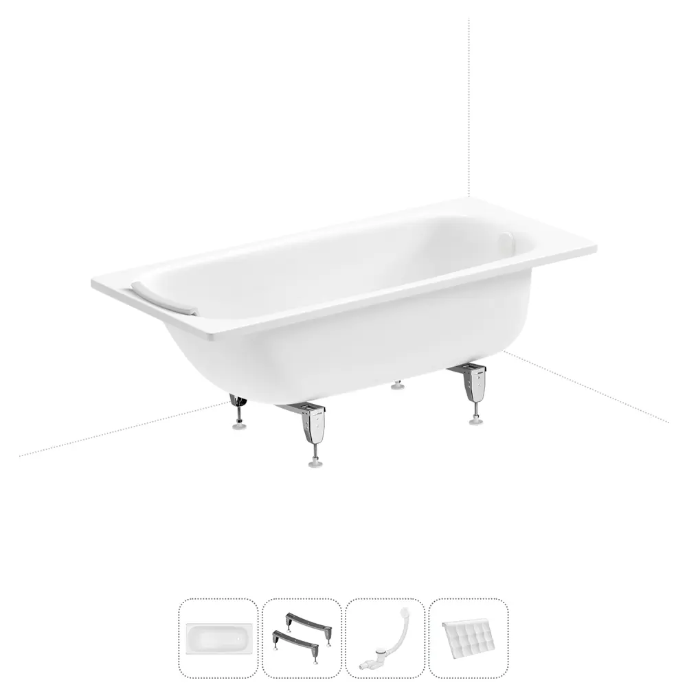 Фото Ванна Sanitana BLB Universal 20220690R прямоугольная сталь 150x70 см с шумоизоляцией, ножками, сливом-переливом и подголовником Фото Ванна Sanitana BLB Universal 20220690R прямоугольная сталь 150x70 см с шумоизоляцией, ножками, сливом-переливом и подголовником