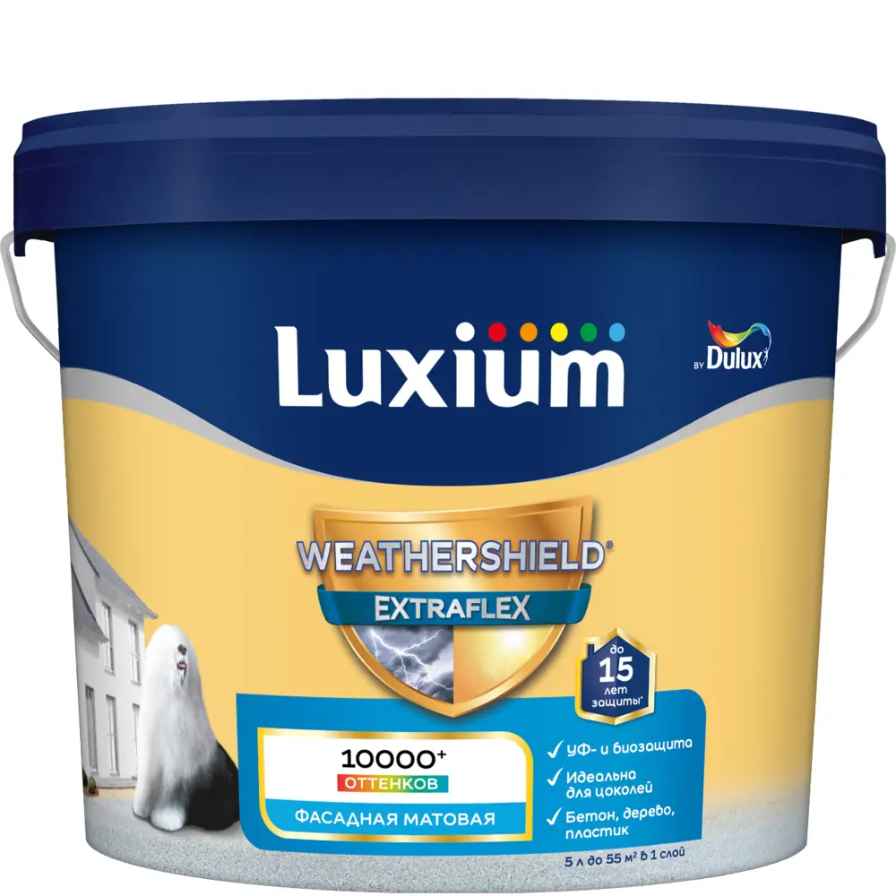 Фото Фасадная краска Luxium Weathershield Extraflex матовая цвет прозрачный база BC 4.5 л Фото Фасадная краска Luxium Weathershield Extraflex матовая цвет прозрачный база BC 4.5 л