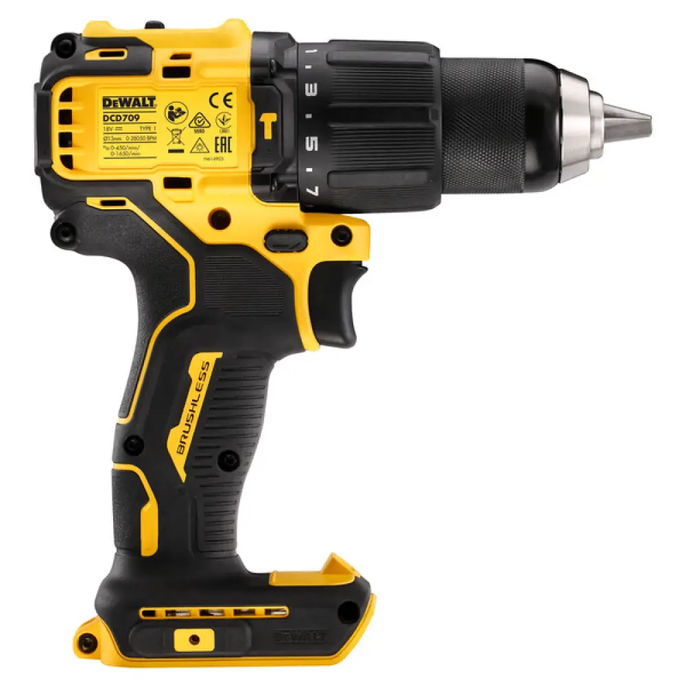 Фото 4 Дрель-шуруповерт аккумуляторная ударная бесщеточная Dewalt DCD709N-XJ, 18 В Li-Ion без АКБ и ЗУ Фото 4 Дрель-шуруповерт аккумуляторная ударная бесщеточная Dewalt DCD709N-XJ, 18 В Li-Ion без АКБ и ЗУ
