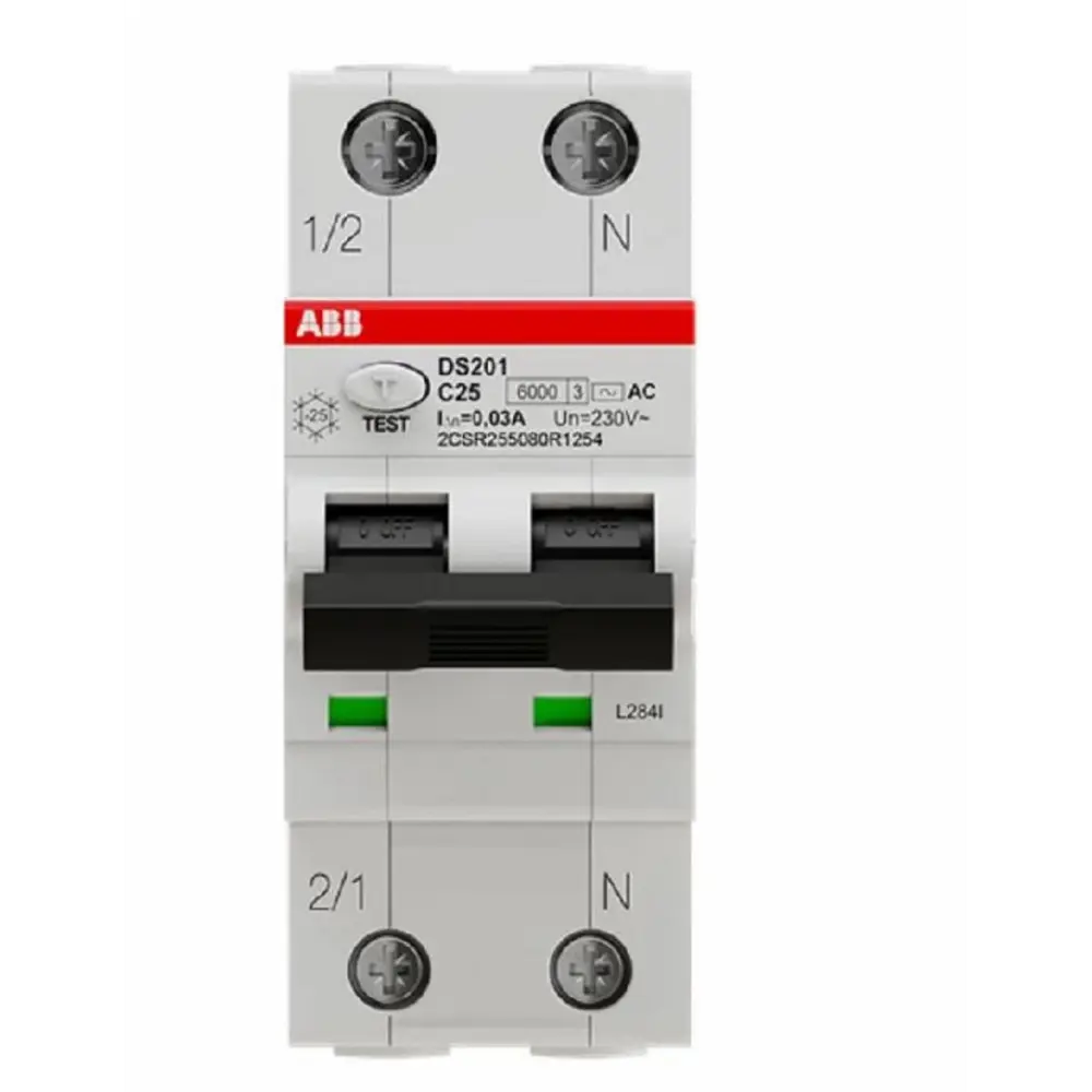 Фото 3 Дифференциальный переключатель ABB DS201 C25 AC30 25А 30мА Фото 3 Дифференциальный переключатель ABB DS201 C25 AC30 25А 30мА
