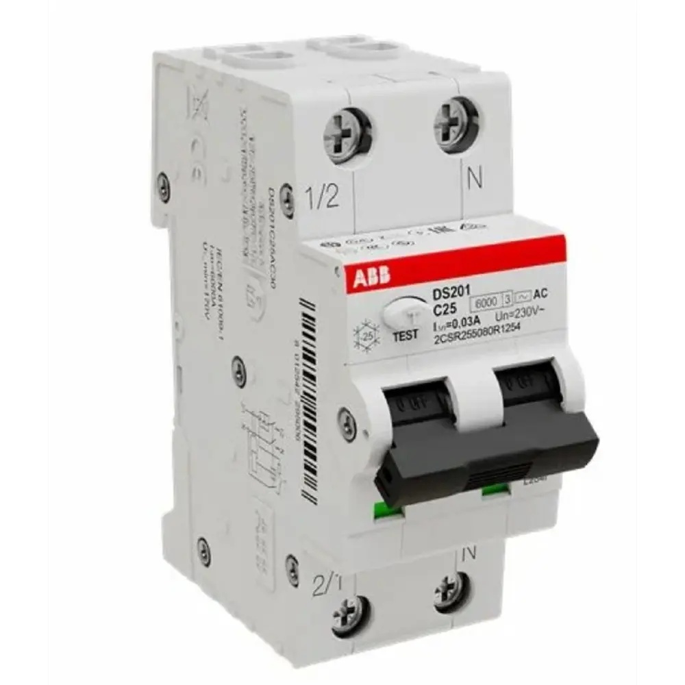 Фото 4 Дифференциальный переключатель ABB DS201 C25 AC30 25А 30мА Фото 4 Дифференциальный переключатель ABB DS201 C25 AC30 25А 30мА