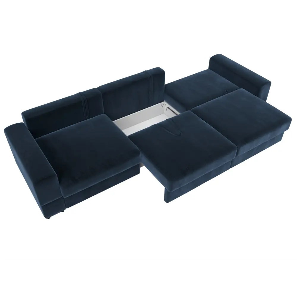 Фото 8 Диван раскладной Лига диванов Лига-055 НПБ Лонг 345x108x92 см велюр цвет tower 13 синий