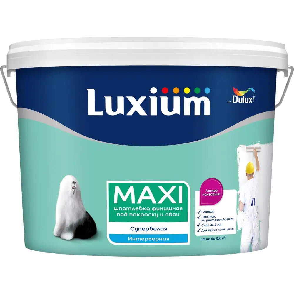 Фото Краска для стен и потолков моющаяся Luxium Maxi матовая цвет белый 8.6 л Фото Краска для стен и потолков моющаяся Luxium Maxi матовая цвет белый 8.6 л