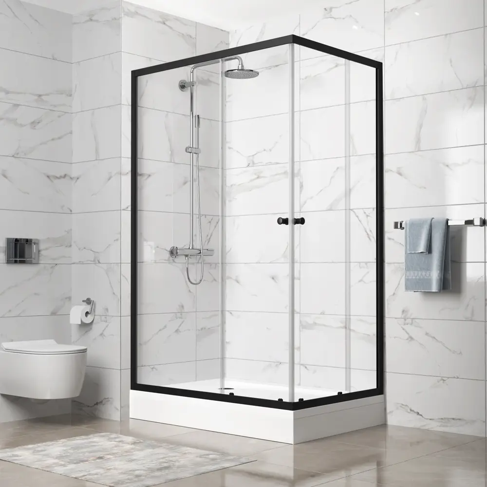 Фото 2 Душевой уголок Domani-spa Shape DS04Sp128L0Cl00.Gt-Black.MP прямоугольник 120x80см черный профиль эффект стекла прозрачное закаленное стекло Фото 2 Душевой уголок Domani-spa Shape DS04Sp128L0Cl00.Gt-Black.MP прямоугольник 120x80см черный профиль эффект стекла прозрачное закаленное стекло