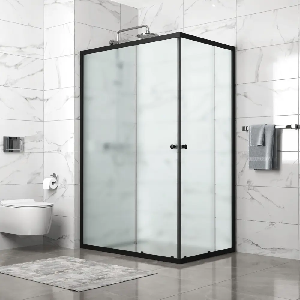 Фото Душевой уголок Domani-spa Shape DS04Sp128L0M00.Gt-Black.MP прямоугольник 120x80см черный профиль эффект стекла матовый Фото Душевой уголок Domani-spa Shape DS04Sp128L0M00.Gt-Black.MP прямоугольник 120x80см черный профиль эффект стекла матовый