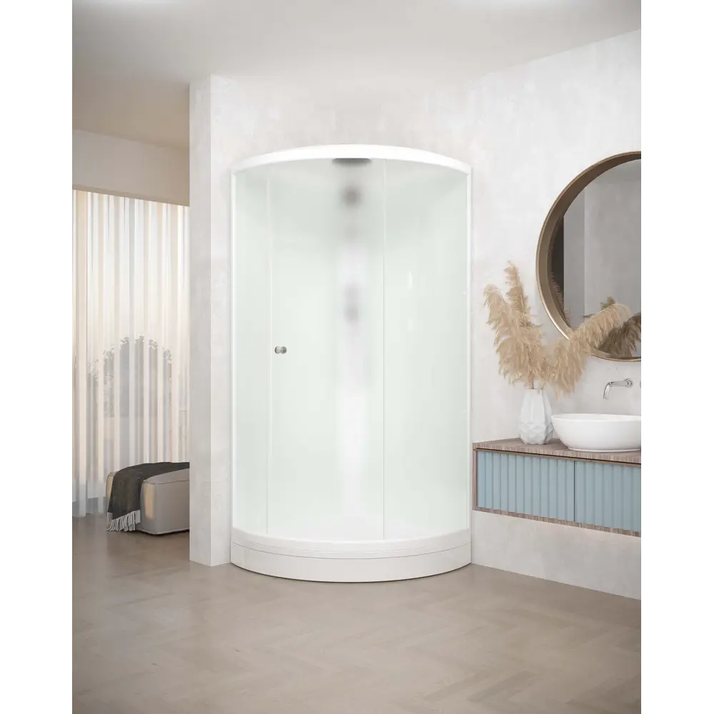 Фото 4 Душевая кабина Domani-Spa Simple 99 DS01Sm99LWM00-V1.2.MP.P, 90x90x218 см, низкий поддон, сатин-матированное стекло Фото 4 Душевая кабина Domani-Spa Simple 99 DS01Sm99LWM00-V1.2.MP.P, 90x90x218 см, низкий поддон, сатин-матированное стекло