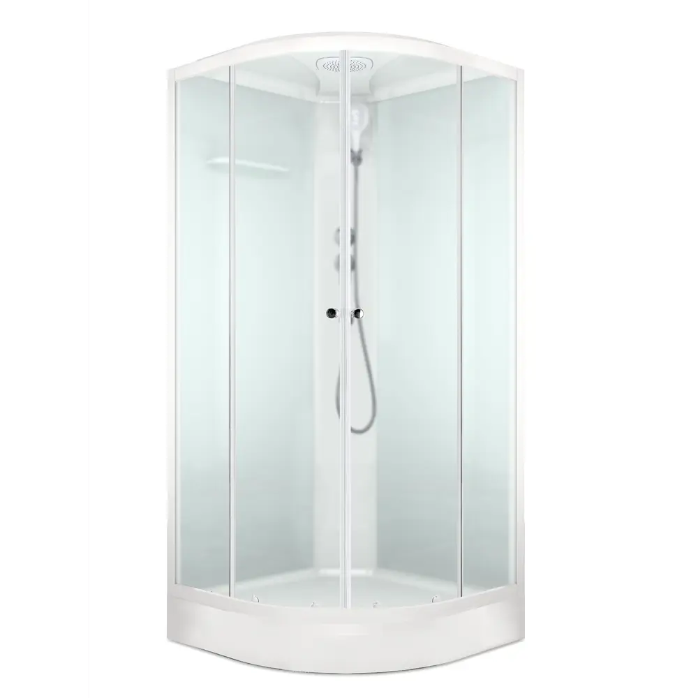 Фото Душевая кабина Domani-Spa Delight Slim 110 100x100x218 низкий поддон, белые стенки, стекло матовое Фото Душевая кабина Domani-Spa Delight Slim 110 100x100x218 низкий поддон, белые стенки, стекло матовое