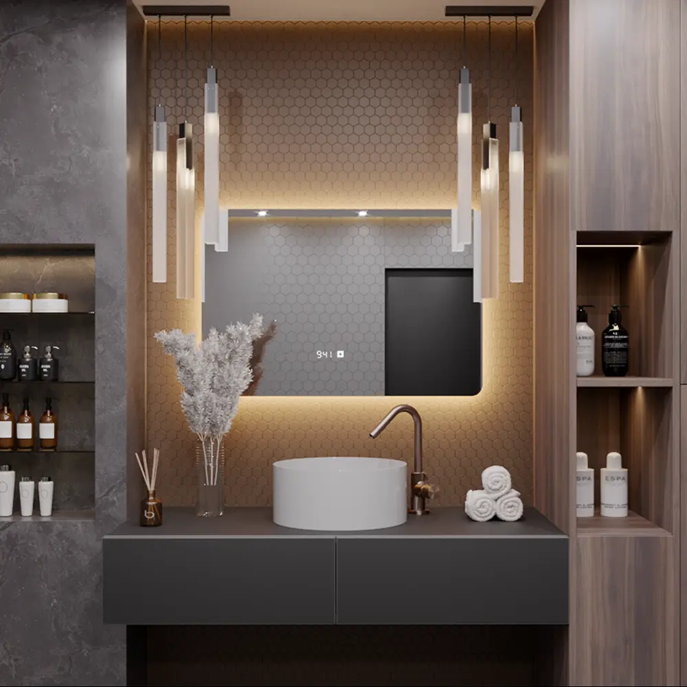 Фото 4 Зеркало для ванной Alias Эос часы en609035 с подсветкой 90x60см