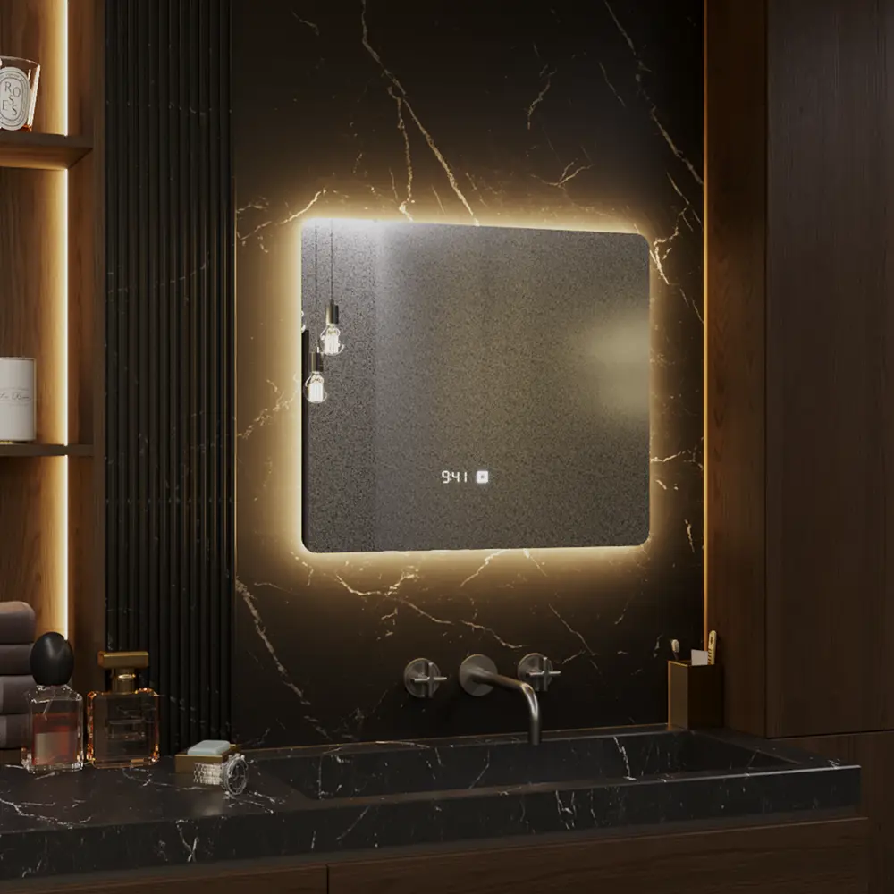 Фото 7 Зеркало для ванной Alias Эос часы en609035 с подсветкой 90x60см