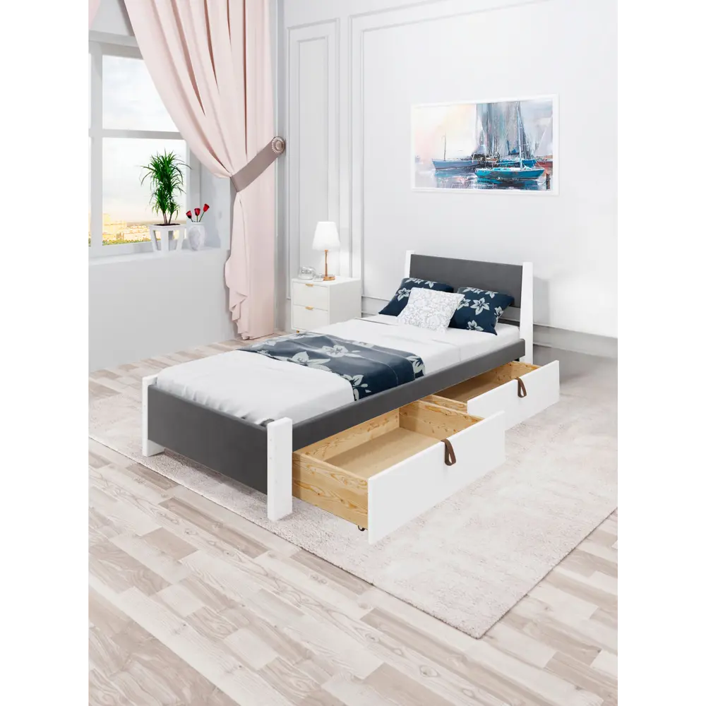 Фото 5 Кровать Solarius Мишка 100x80x200 см дерево с реечным основанием цвет темно-серый/белый Фото 5 Кровать Solarius Мишка 100x80x200 см дерево с реечным основанием цвет темно-серый/белый