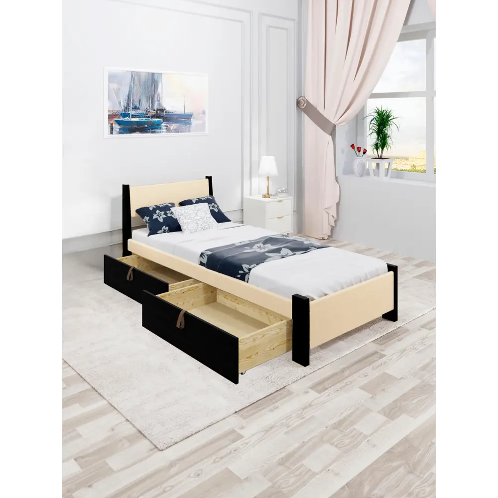 Фото Кровать Solarius Мишка 100x80x200 см дерево с ортопедическим основанием цвет бежевый/черный оникс Фото Кровать Solarius Мишка 100x80x200 см дерево с ортопедическим основанием цвет бежевый/черный оникс