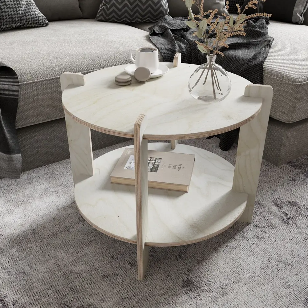 Фото Журнальный столик круглый Nordbros 60x60x58 см бежевый Фото Журнальный столик круглый Nordbros 60x60x58 см бежевый