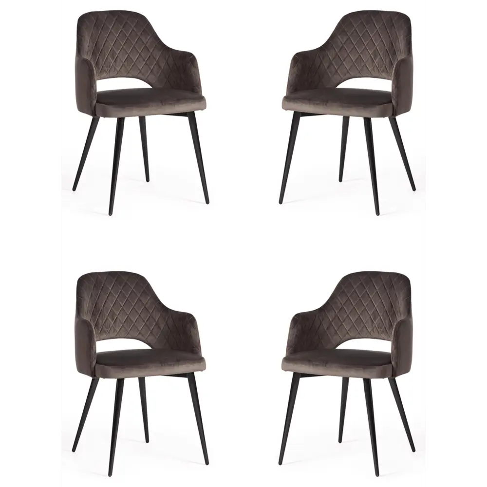 Фото Комплект кресел 4 шт Tetchair Valkyria 55x80x55 см ткань цвет темно-серый Фото Комплект кресел 4 шт Tetchair Valkyria 55x80x55 см ткань цвет темно-серый