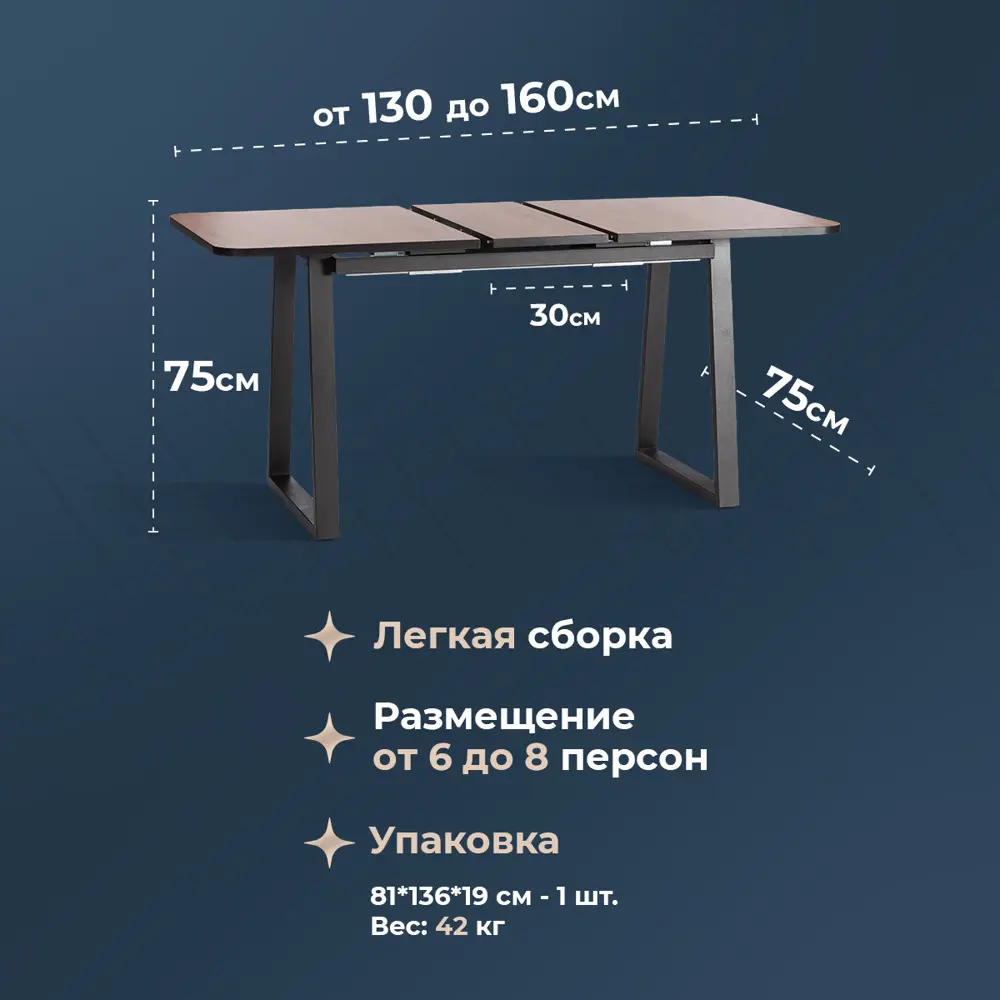Фото 7 Обеденный стол прямоугольный Tetchair maltido 130-160x75 см ЛДСП цвет черный/дуб вотан Фото 7 Обеденный стол прямоугольный Tetchair maltido 130-160x75 см ЛДСП цвет черный/дуб вотан