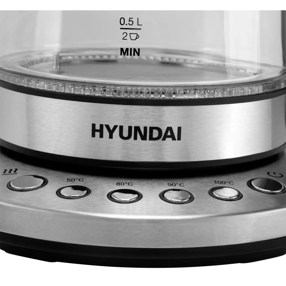 Фото 13 Электрический чайник 1.7 л Hyundai HYK-G3026 стекло цвет серебристый