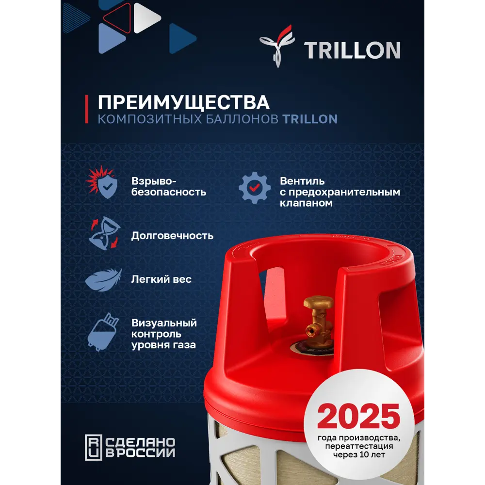 Фото 9 Газовый баллон Trillon Classic композитный 12.5 л Фото 9 Газовый баллон Trillon Classic композитный 12.5 л