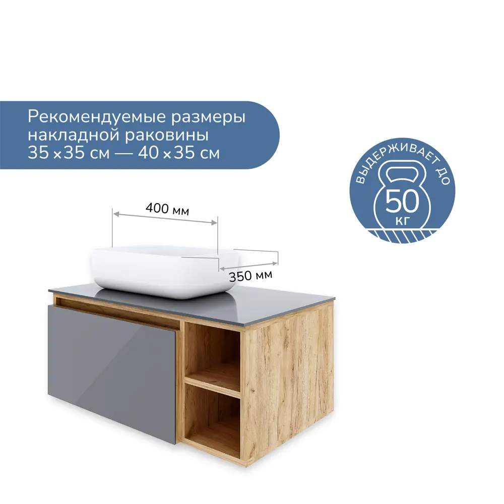 Фото 4 Тумба для раковины Ulitka Colombina 80 см подвесная цвет кварц Фото 4 Тумба для раковины Ulitka Colombina 80 см подвесная цвет кварц